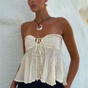 Elegant Cream Strapless Women's Top